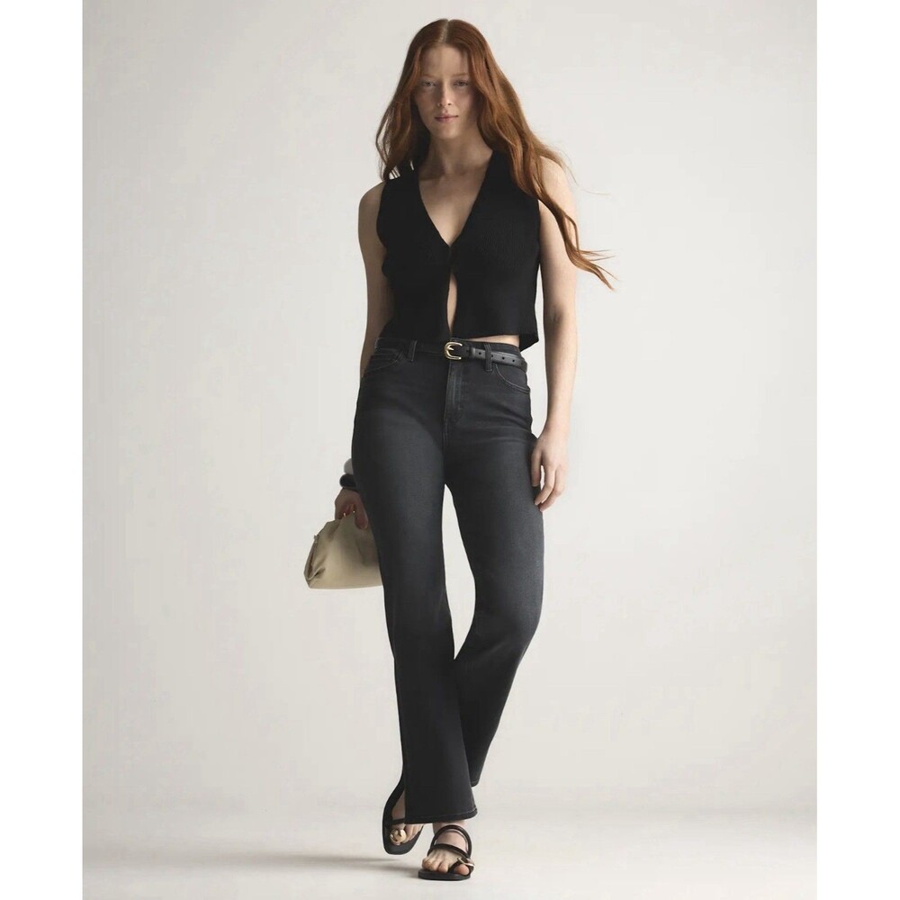 NWT Quince Bella Stretch Straight Jeans Faded Black Size 25